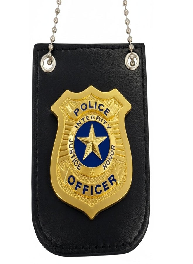 Finduat Police Badge with Chain and Belt Clip, Detective Role Play Costume Accessory, Gold - Image 1